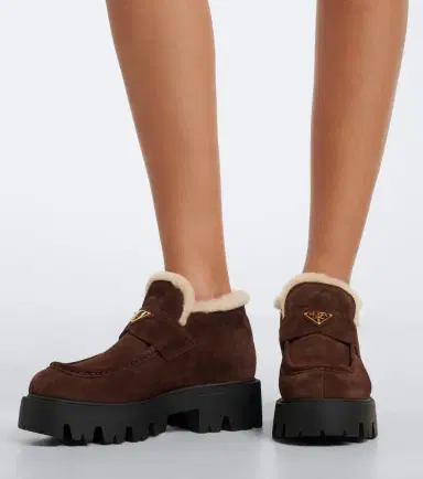 Prada Shearling-lined suede ankle boots | Thumbnail 6
