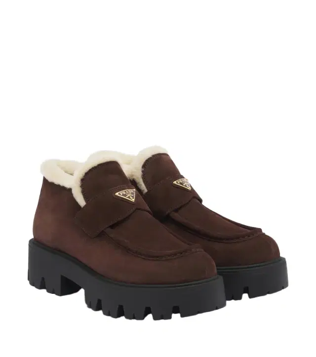 Prada Shearling-lined suede ankle boots