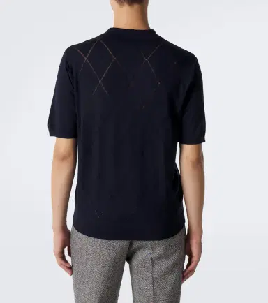 Dries Van Noten Argyle open-knit wool polo shirt | Thumbnail 4