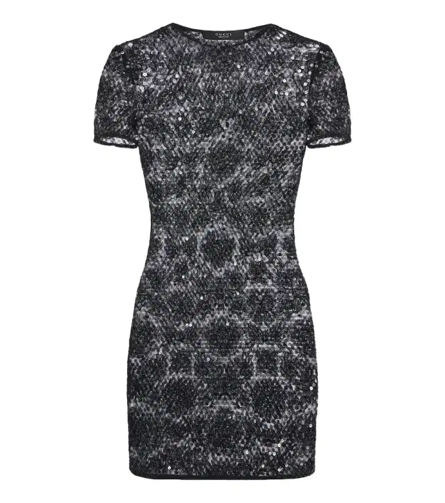 Gucci Sequined floral lace mini dress