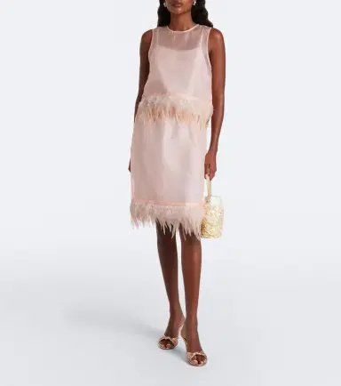 Staud Lark feather-trimmed silk miniskirt | Thumbnail 3