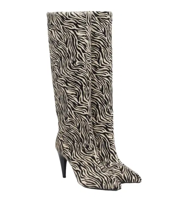 Isabel Marant Jany zebra-print calf-hair knee-high boots