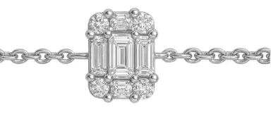 Wish Fine Jewelry 0.15ct Emerald Diamond 18K Gold Halo Chain Bracelet | Thumbnail 1