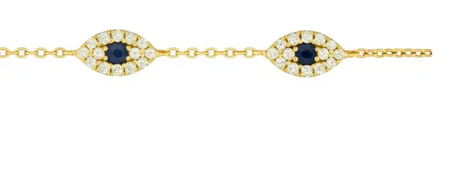 Wish Fine Jewelry 0.50ct Sapphire Diamond 18K Gold Chain Bracelet