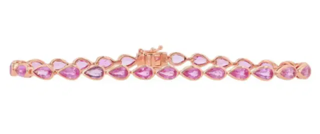 Wish Fine Jewelry 7.00ct Pink Tourmaline 14K Gold Tennis Bracelet