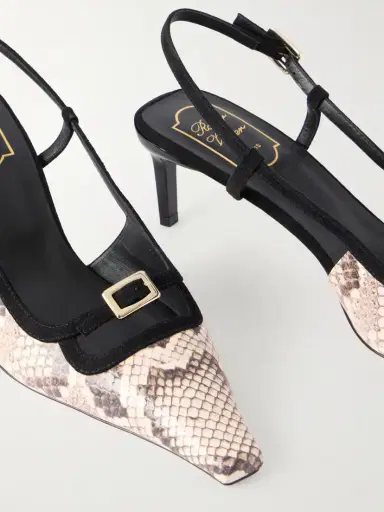 Roger Vivier Snake-effect 55 Leather Slingback Pumps | Thumbnail 5