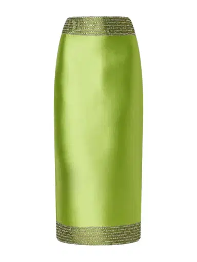 DESTREE Monica Embroidered Satin Midi Skirt | Thumbnail 1