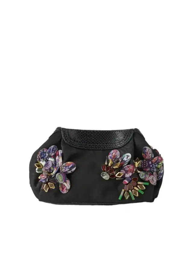 Dries Van Noten Bead-embellished Snake-effect Leather-trimmed Clutch