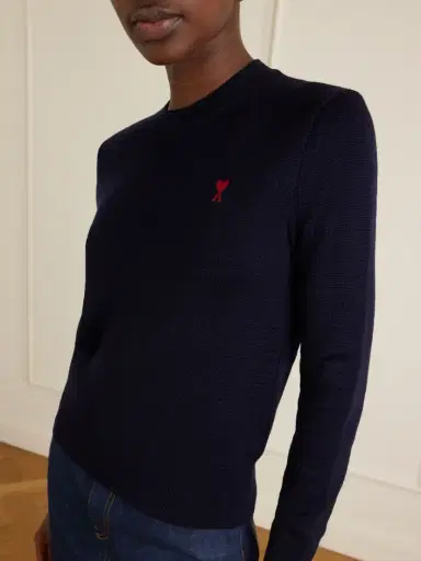 AMI PARIS Adc Embroidered Merino Wool Sweater | Thumbnail 4