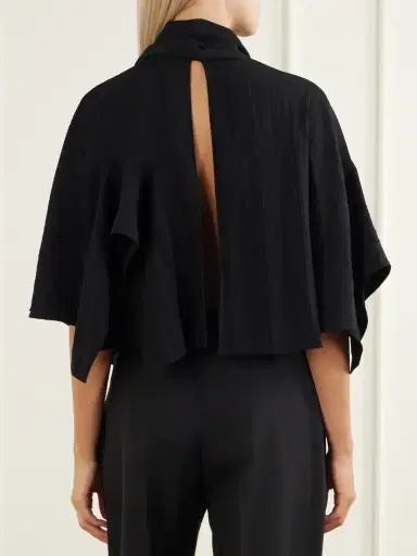 Tibi Cape-effect Tie-detailed Gauze Blouse | Thumbnail 3