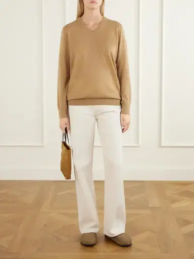 Allude Ribbed-trimmed V-neck Cashmere Sweater | Thumbnail 2