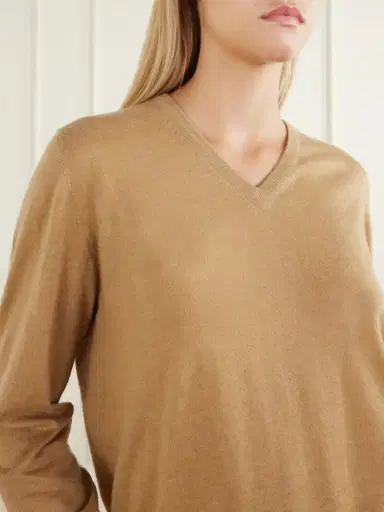 Allude Ribbed-trimmed V-neck Cashmere Sweater | Thumbnail 4