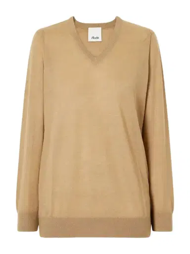 Allude Ribbed-trimmed V-neck Cashmere Sweater | Thumbnail 1