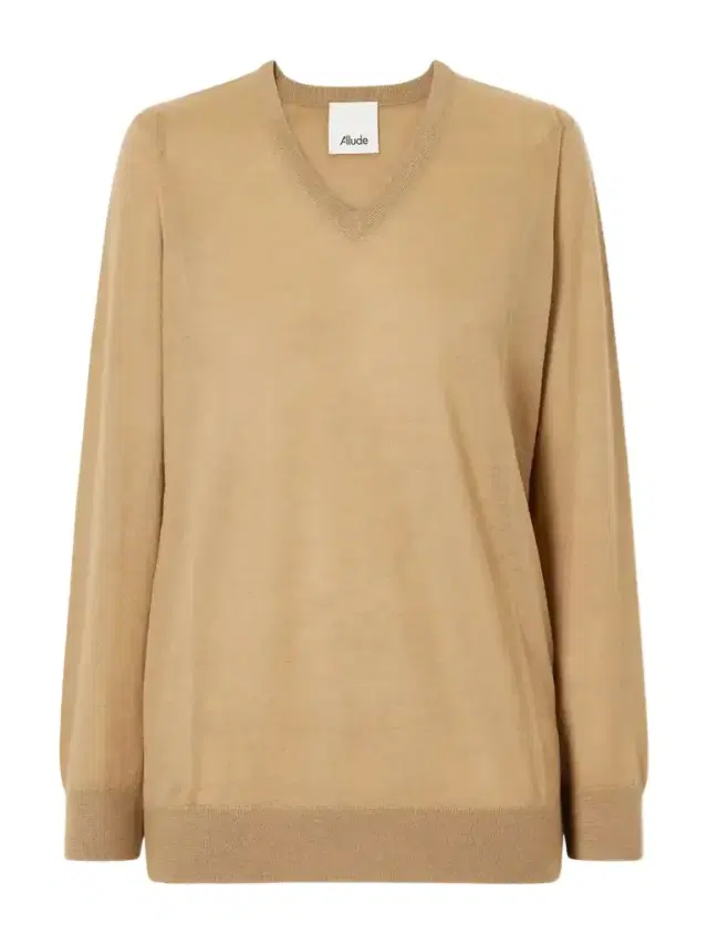 Allude Ribbed-trimmed V-neck Cashmere Sweater