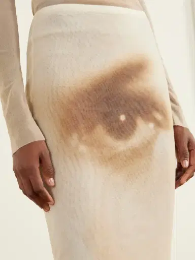 Jean Paul Gaultier Face Printed Mesh Maxi Skirt | Thumbnail 5