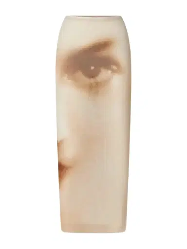 Jean Paul Gaultier Face Printed Mesh Maxi Skirt | Thumbnail 1