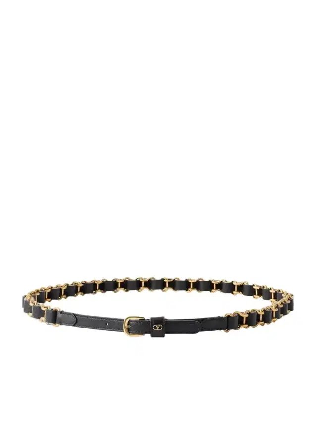Valentino Garavani Logo-embellished Chain And Leather Belt