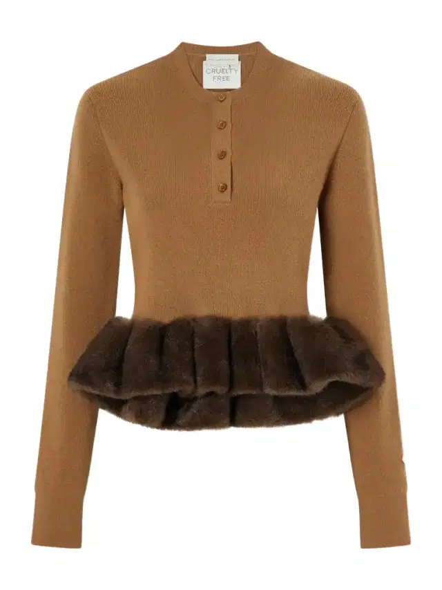 Stella McCartney Shearling-trim Wool-blend Cardigan
