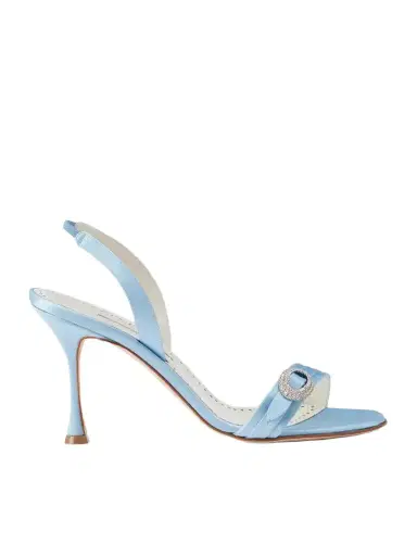 Manolo Blahnik Zutosan 90 Crystal-embellished Satin Slingback Sandals | Thumbnail 1 Manolo Blahnik Zutosan 90 Crystal-embellished Satin Slingback Sandals | Thumbnail 1