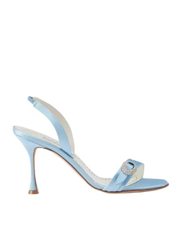 Manolo Blahnik Zutosan 90 Crystal-embellished Satin Slingback Sandals