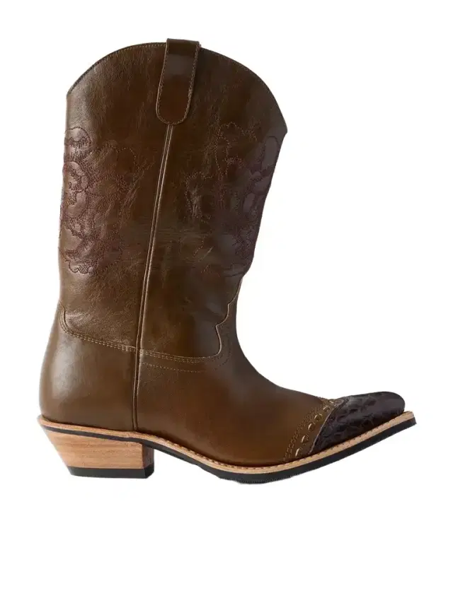 Our Legacy Floral Consultant Croc-effect Trimmed Leather Ankle Boots