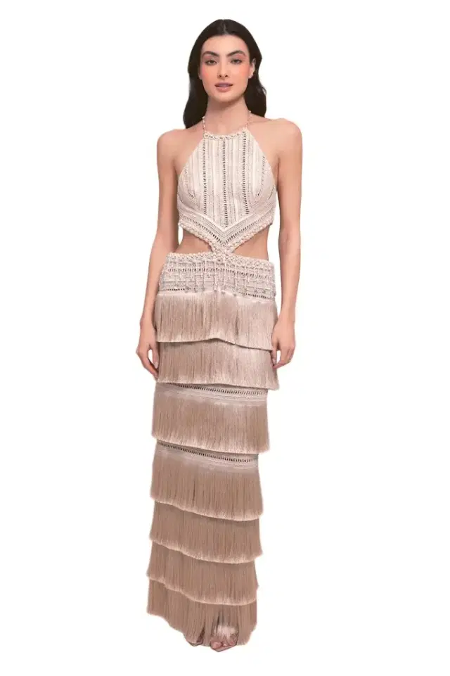 PatBo PETAL FRINGE MAXI DRESS