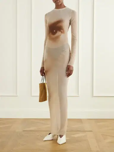 Jean Paul Gaultier Face Printed Mesh Maxi Dress | Thumbnail 2