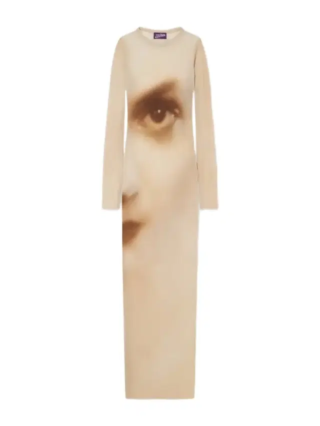 Jean Paul Gaultier Face Printed Mesh Maxi Dress