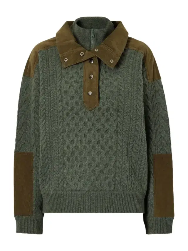 Sea Allen Cotton Corduroy-trimmed Cable-knit Wool Sweater