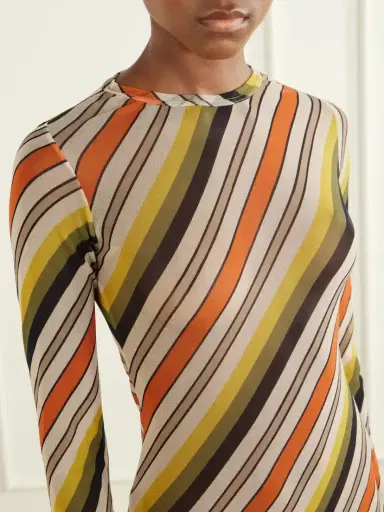 Jean Paul Gaultier Retro Stripe Printed Mesh Maxi Dress | Thumbnail 4