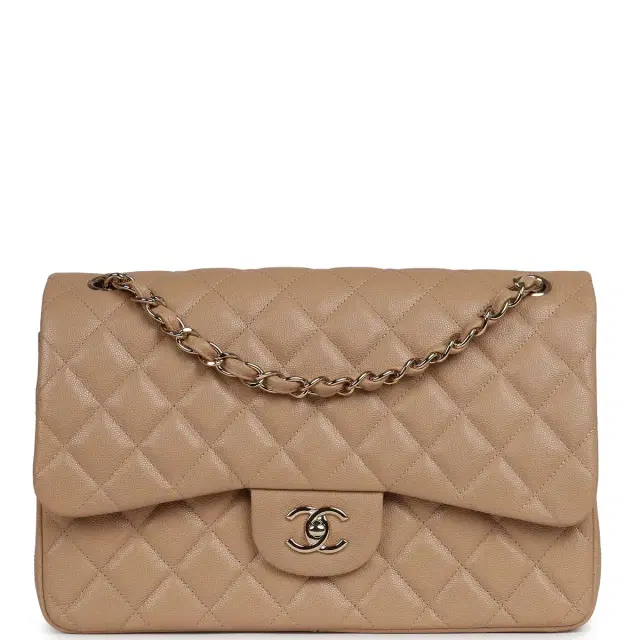 Chanel Chanel Jumbo Classic Double Flap Bag Dark Beige Caviar Gold Hardware
