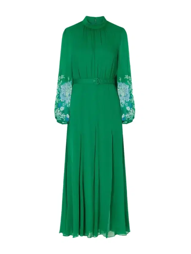 Saloni Jacqui D Belted Flower-printed Silk-chiffon Midi Dress