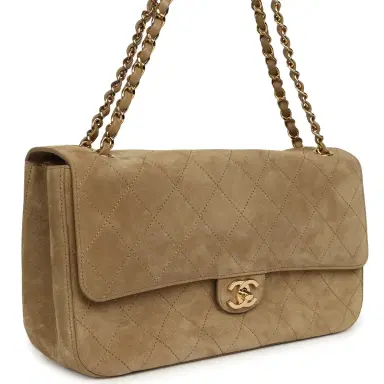Chanel Chanel Maxi "Souplissimo" Small Flap Bag Dark Beige Suede Gold Hardware | Thumbnail 2 Chanel Chanel Maxi "Souplissimo" Small Flap Bag Dark Beige Suede Gold Hardware | Thumbnail 2