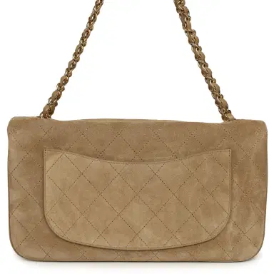 Chanel Chanel Maxi "Souplissimo" Small Flap Bag Dark Beige Suede Gold Hardware | Thumbnail 4 Chanel Chanel Maxi "Souplissimo" Small Flap Bag Dark Beige Suede Gold Hardware | Thumbnail 4
