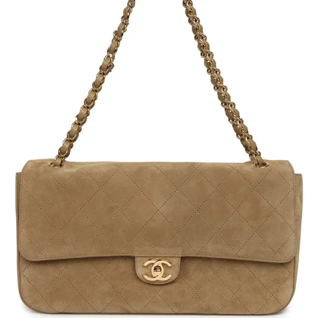 Chanel Chanel Maxi "Souplissimo" Small Flap Bag Dark Beige Suede Gold Hardware