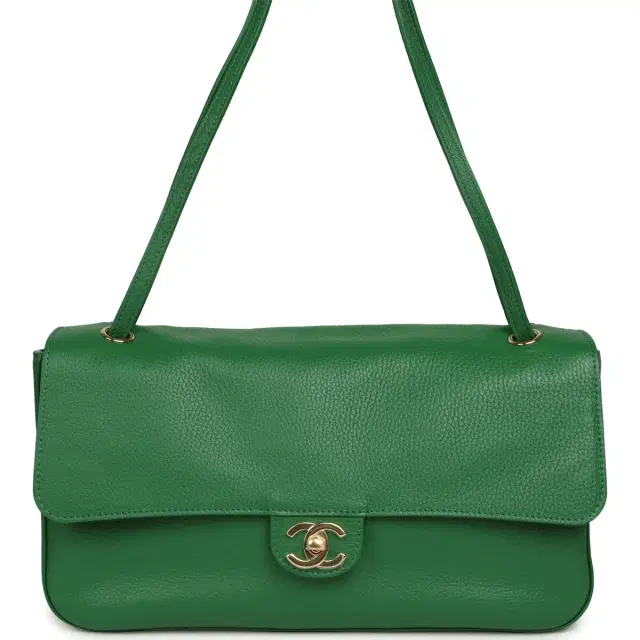 Chanel Chanel Maxi "Souplissimo" Small Flap Bag Green Grained Calfskin Gold Hardware