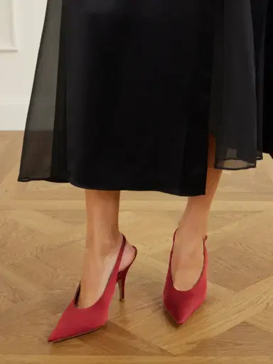Gianvito Rossi Sofia 95 Logo-detailed Satin Slingback Pumps | Thumbnail 2