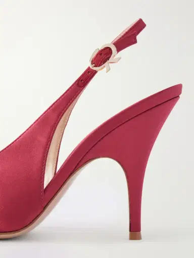 Gianvito Rossi Sofia 95 Logo-detailed Satin Slingback Pumps | Thumbnail 5