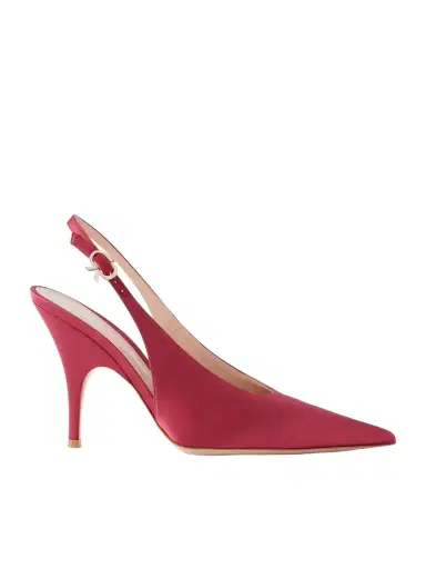 Gianvito Rossi Sofia 95 Logo-detailed Satin Slingback Pumps | Thumbnail 1