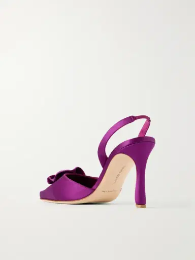 Manolo Blahnik Caulosli 90 Velvet-trimmed Satin Slingback Pumps | Thumbnail 3 Manolo Blahnik Caulosli 90 Velvet-trimmed Satin Slingback Pumps | Thumbnail 3