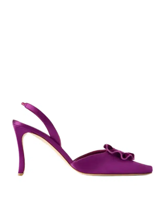 Manolo Blahnik Caulosli 90 Velvet-trimmed Satin Slingback Pumps