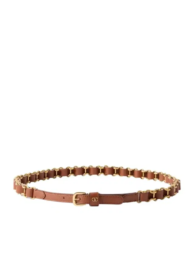 Valentino Garavani Logo-embellished Chain And Leather Belt