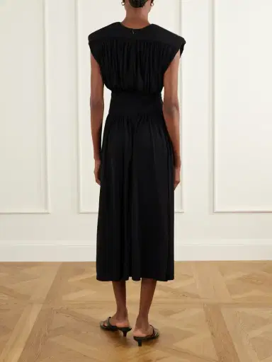 Anine Bing Fran Gathered Crepe Midi Dress | Thumbnail 3 Anine Bing Fran Gathered Crepe Midi Dress | Thumbnail 3