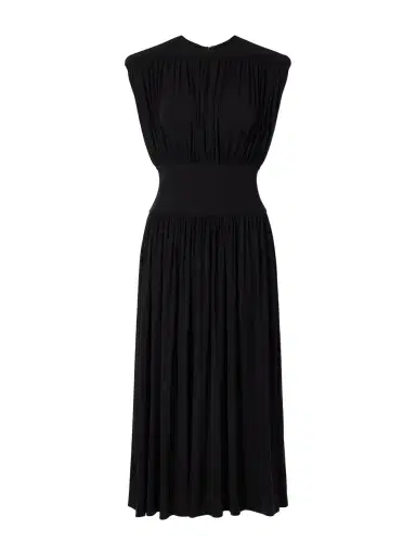 Anine Bing Fran Gathered Crepe Midi Dress | Thumbnail 1 Anine Bing Fran Gathered Crepe Midi Dress | Thumbnail 1