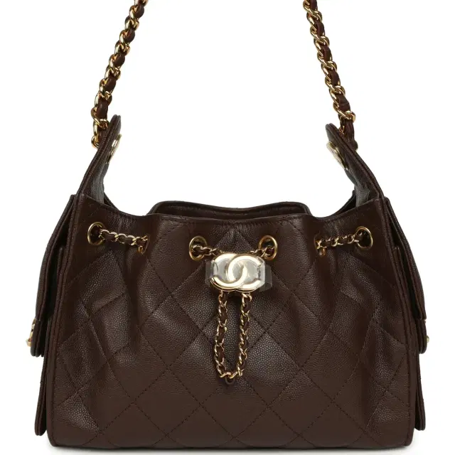 Chanel Chanel Mini 25 Hobo Bag Dark Brown Caviar Gold Hardware