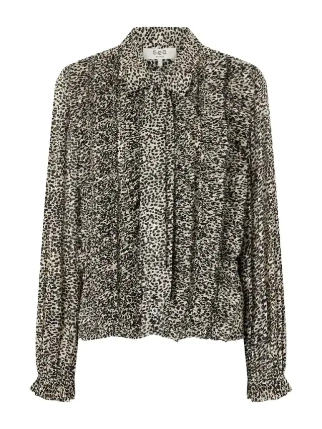 Sea Charlize Tie-detailed Ruffled Animal-print Chiffon Blouse