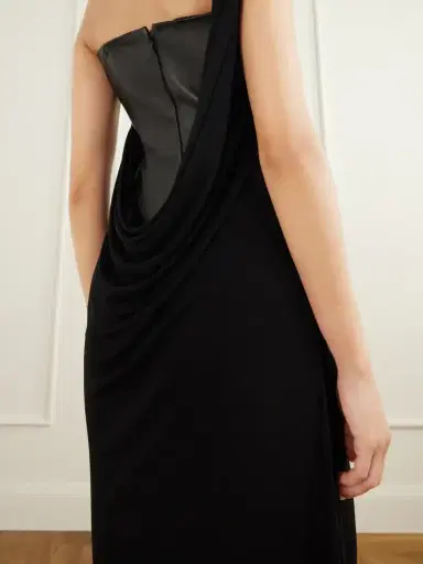 Alex Perry Asymmetric Leather And Jersey Gown | Thumbnail 5