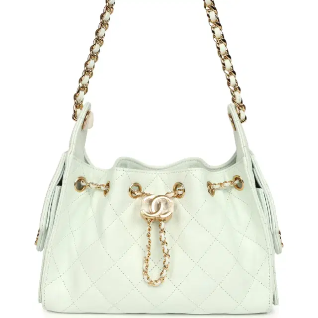 Chanel Chanel Mini 25 Hobo Bag Light Blue Caviar Gold Hardware