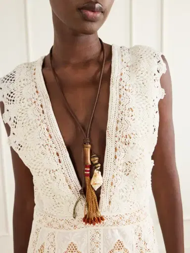 Johanna Ortiz Spirit Of The Nomad Horse Bamboo, Shell, Glass And Leather Cord Necklace | Thumbnail 2