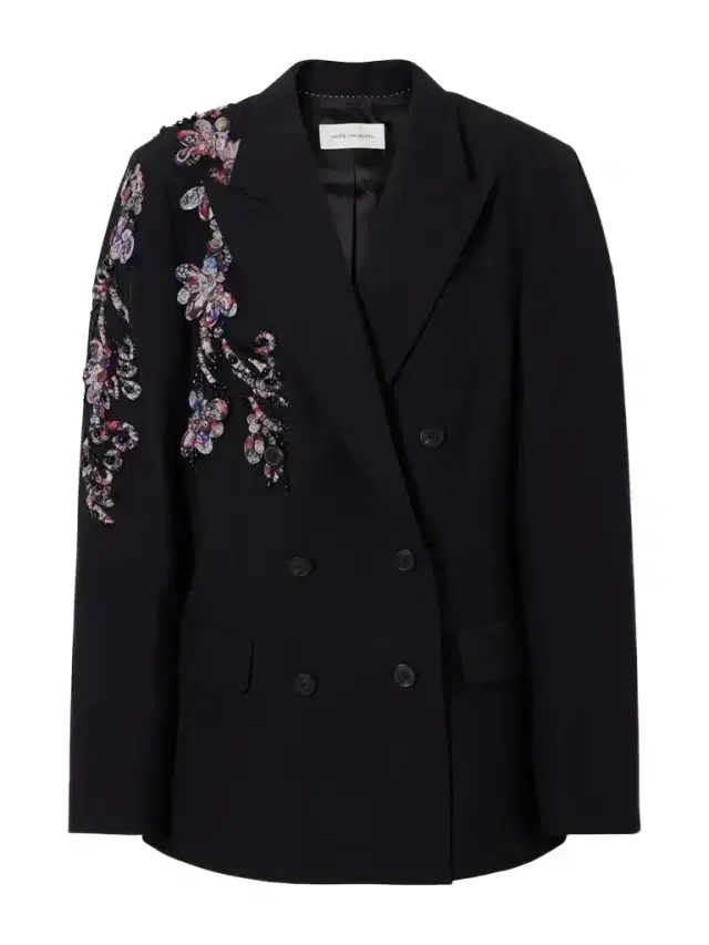 Dries Van Noten Embellished Double-breasted Wool-twill Blazer